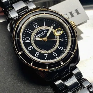 【COACH】COACH蔻馳女錶型號CH00056(黑色錶面黑錶殼深黑色陶瓷錶帶款)