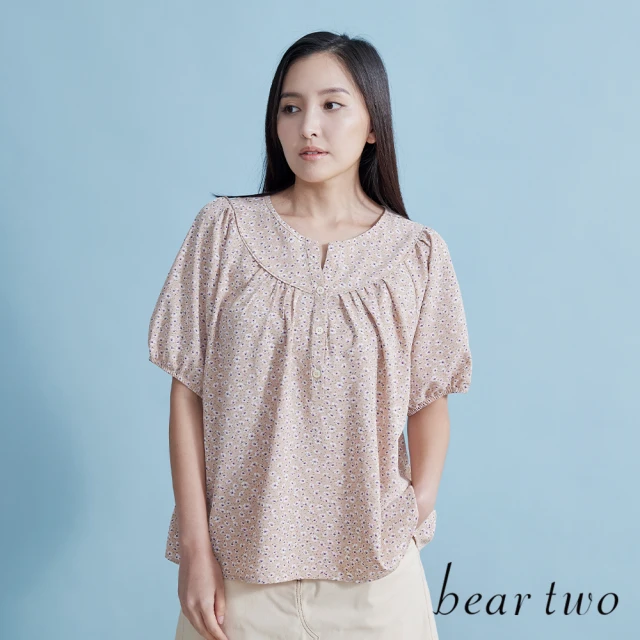 bear two【bear two】抽皺碎花寬鬆上衣(兩色)