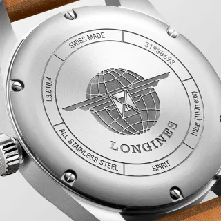 【LONGINES 浪琴】Spirit 先行者系列飛行員機械錶-銀x咖啡/40mm(L3.810.4.73.2)