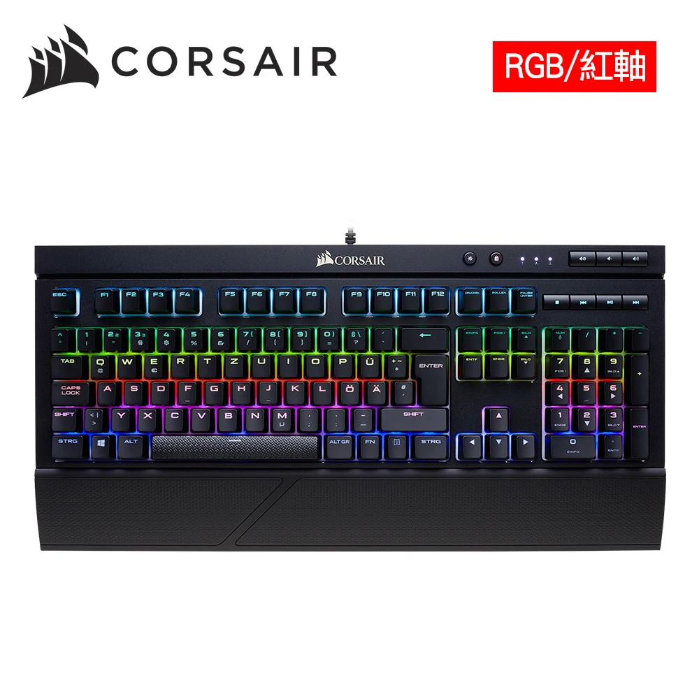 【CORSAIR 海盜船】K68 RGB 防塵防潑水 Cherry MX紅軸 電競鍵盤(機械式)