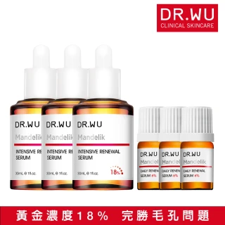 【DR.WU 達爾膚】杏仁酸亮白煥膚精華18% 90ml重量組(贈6%15ML)