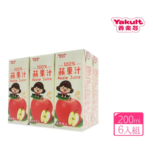 【Yakult 養樂多】100%蘋果汁(200ml*6入/組)