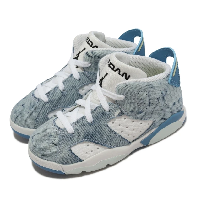 NIKE 耐吉【NIKE 耐吉】休閒童鞋 Jordan 6 Retro TD 嬰童 淺藍 白 六代 水洗丹寧 AJ6 學步鞋(DX6177-100)