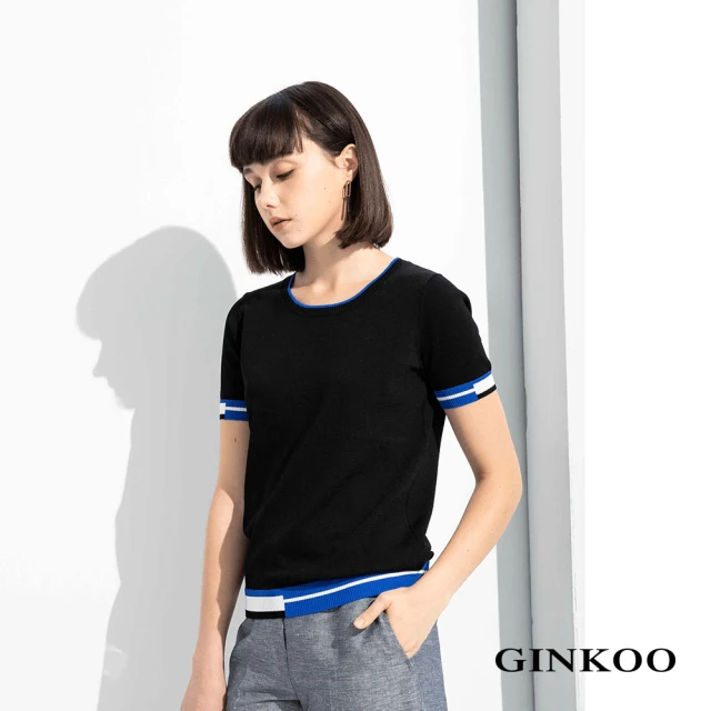 GINKOO 俊克【GINKOO 俊克】簡約撞色針織上衣