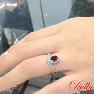 【DOLLY】14K金 天然緬甸紅寶石鑽石戒指(006)