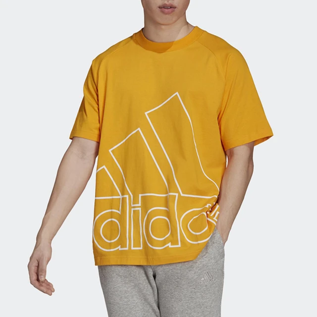 【adidas 愛迪達】上衣 男款 短袖上衣 運動 亞規 U BIG LOGO T 黃 H60665