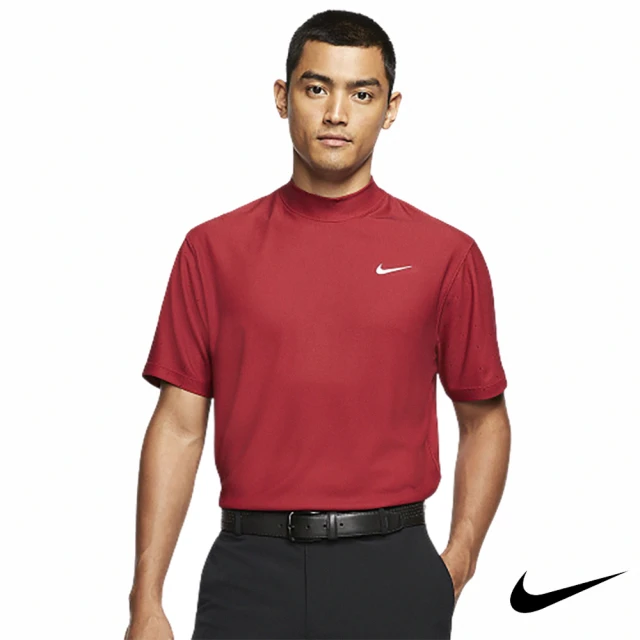 NIKE 耐吉【NIKE 耐吉】Nike Golf Dri-FIT Tiger Woods 男 立領短袖上衣/高爾夫球衫 紅(CT6079-687)