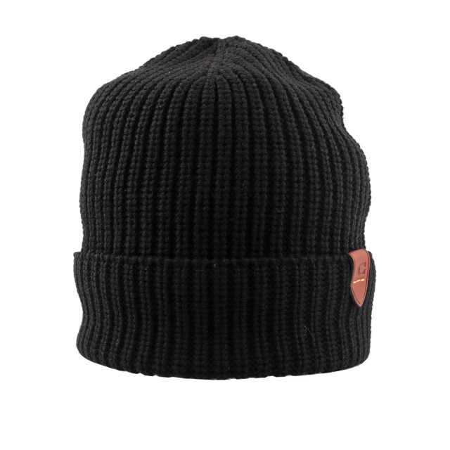 COACH【COACH】C Logo皮革壓印梅利諾羊毛帽(黑色)