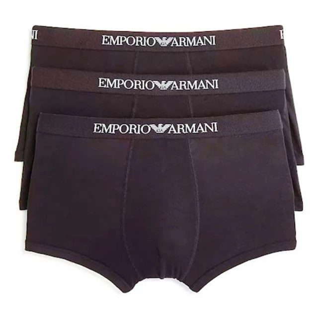 【EMPORIO ARMANI】2022男時尚經典黑色四角內著3件組-網