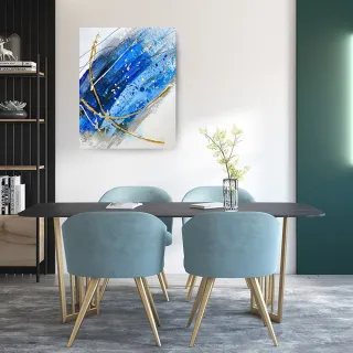 【御畫房】藍海情緣 手繪抽象油畫40x50cm無框掛畫(4050-022)
