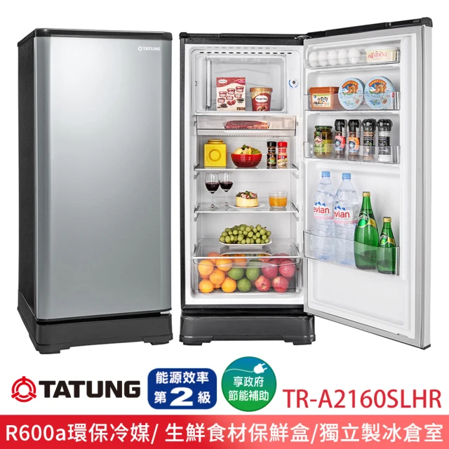 【TATUNG 大同】158L繽紛鮮獨享單門冰箱-絲絨銀(TR-A2160SLHR)