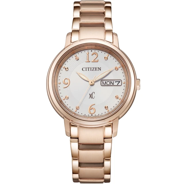 【CITIZEN 星辰】xC系列 亞洲限定 光動能 玫瑰金腕錶 32.5mm(EW2426-54A)