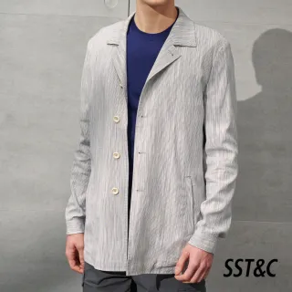 【SST&C 季中折扣】淺灰條紋襯衫式外套0612204003