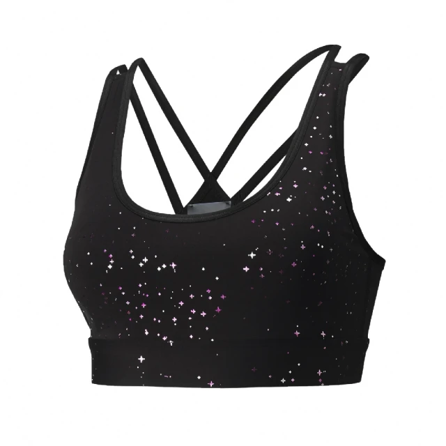 PUMA【PUMA】運動內衣 Stardust Printed 黑 紫 中強度 美背型 吸濕 排汗 支撐 跑步 訓練(52137201)