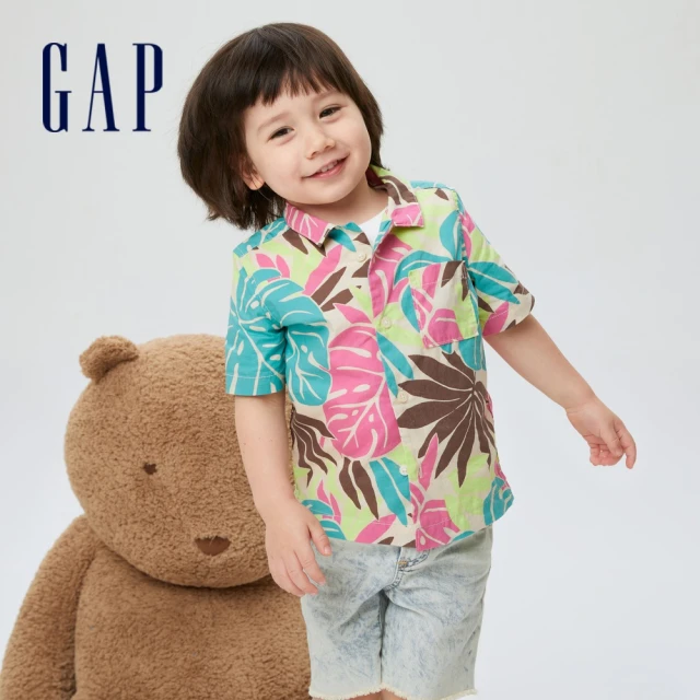 GAP【GAP】男幼童 活力印花翻領短袖襯衫(868320-多色印花)