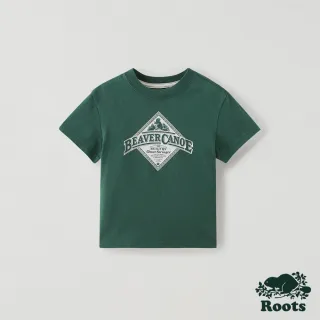 【Roots】Roots小童- 海狸獨木舟系列 經典LOGO短袖T恤(森林綠)