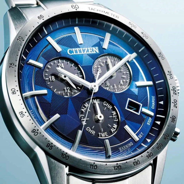 【CITIZEN 星辰】GENTS系列 日本藍 限定款 光動能計時 萬年曆 腕錶(BL5590-55L)