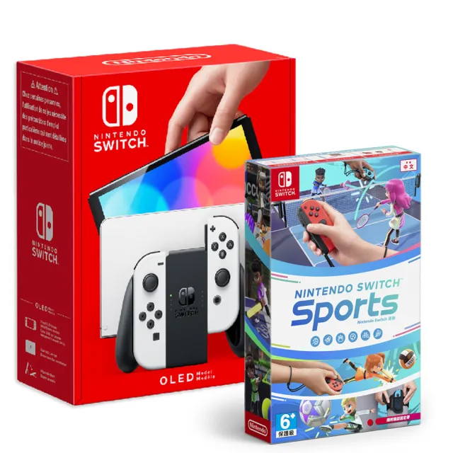 【Nintendo 任天堂】Switch OLED主機+Sports運動+玻璃保護貼