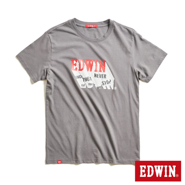 【EDWIN】網路獨家↘3D-LOGO短袖T恤-男女款(暗灰色)