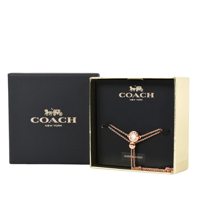 COACH【COACH】白色圓牌水鑽手鍊禮盒-玫瑰金