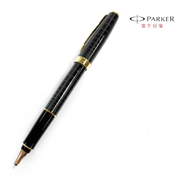 【PARKER】08 格紋深灰金夾鋼珠筆