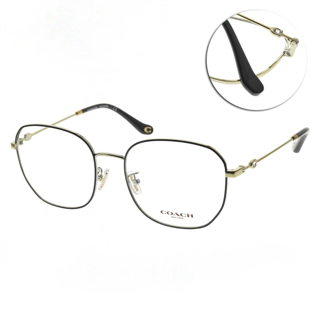 【COACH】光學眼鏡 時尚多邊方框 奧地利水晶(亮金-黑#HC5143BD 9346)