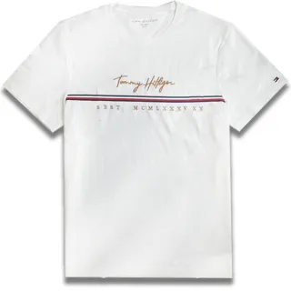 【Tommy Hilfiger】金色電繡草寫文字LOGO短袖(男女可穿、兩色可選)