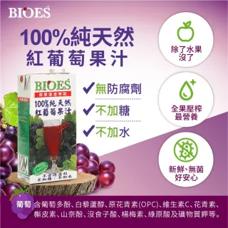 【囍瑞 BIOES】100%純天然葡萄汁原汁(家庭號 - 1000ml)