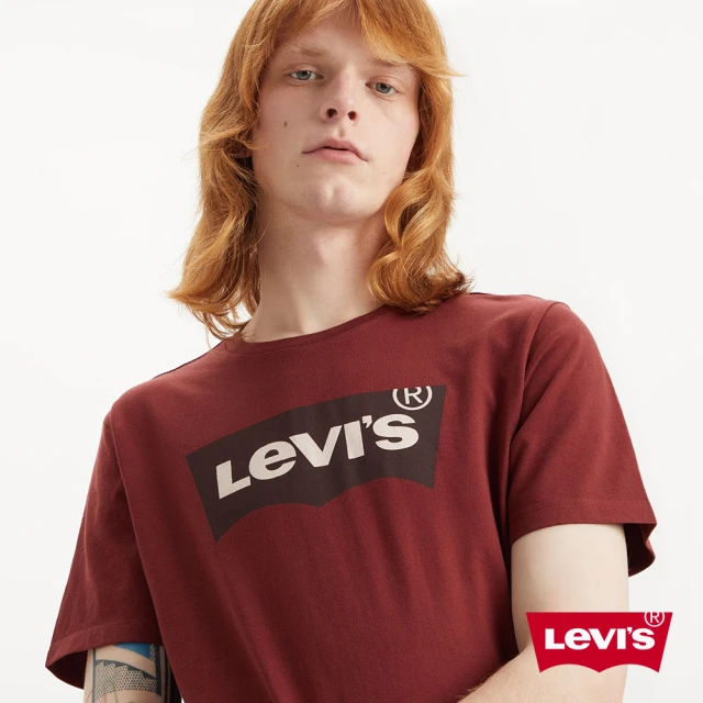 LEVIS【LEVIS】男款 短袖T恤 / 寬鬆休閒版型 / 精工拔染工藝 / 經典Logo 深酒紅-人氣新品
