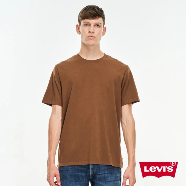 【LEVIS】男款 短袖素Tee / 復古寬鬆版型 / 可可色-人氣新品