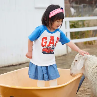 【GAP】幼童裝 布萊納系列 Logo純棉趣味印花短袖T恤 男女同款(794649-白色)