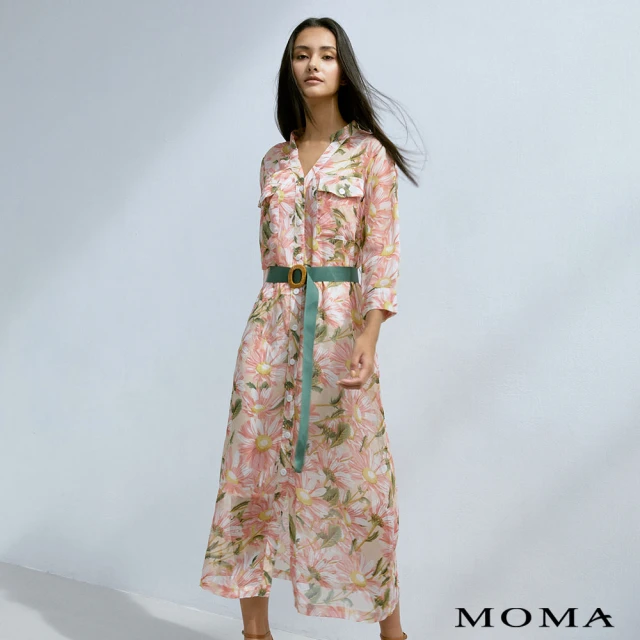 MOMA【MOMA】夏日花朵雪紡襯衫洋裝(粉色)