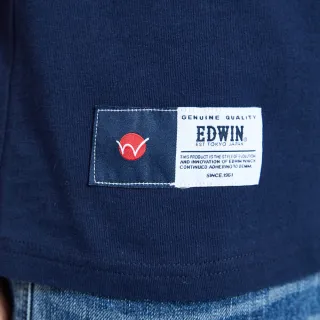 【EDWIN】人氣復刻款 復古印花口袋短袖T恤-男款(丈青色)