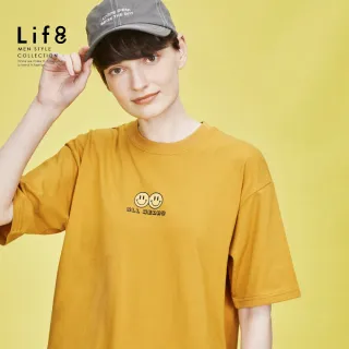 【Life8】ALL WEARS 表情遊戲 印花短袖上衣-芥黃(41081)
