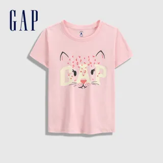 【GAP】女幼童 布萊納系列 純棉Logo動物印花短袖T恤(859829-粉色)