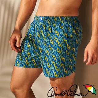 【Arnold Palmer 雨傘】塗鴉印花平織平口褲-藍(平織/平口褲/男內/居家褲)
