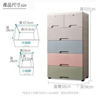 【Mr.Box】58大面寬-時尚五層抽屜式收納櫃-附鎖附輪(三色可選)
