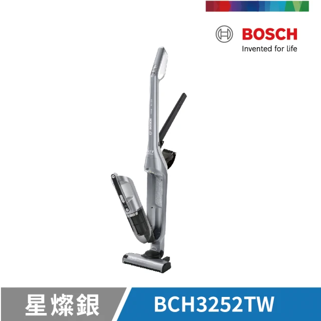 【BOSCH 博世】淨擊二合一直立式無線吸塵器 BCH3252TW(極致銀)
