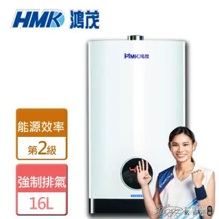【HMK 鴻茂】16L強制排氣智能恆溫瓦斯熱水器北北基安裝(H-1601)