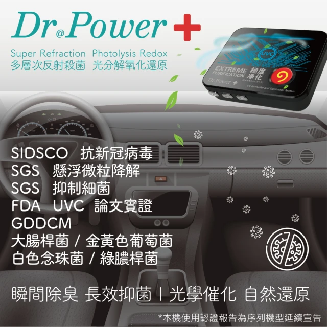 【Dr@Power】台灣製 車用UVC空氣淨化器(除臭/抑菌/PM2.5/塵蟎/無耗材/空氣清淨機)