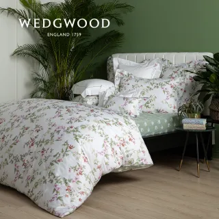 【WEDGWOOD】100%天絲300織床包兩用印花被套枕套四件組-蜂鳥(加大)