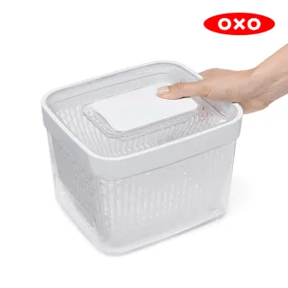 【美國OXO】蔬果活性碳長鮮盒/保鮮盒3件組(長鮮盒4.7L+4L+活性碳補充包2入)
