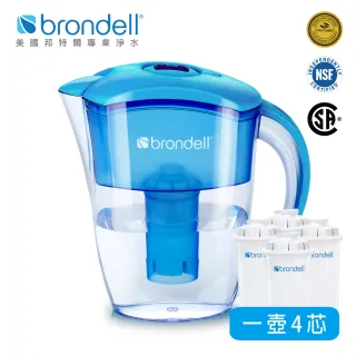 【Brondell】極淨藍濾水壺+4入芯