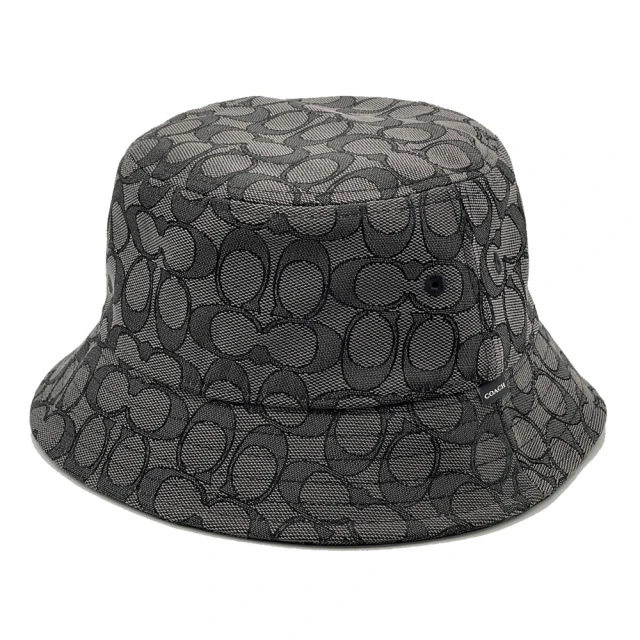 COACH【COACH】經典C LOGO織布漁夫帽(黑灰)