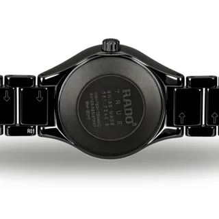 【Rado 雷達表】官方授權R6 True真我系列機械腕錶 30㎜黑陶瓷金標款-加高級錶盒(R27242162)