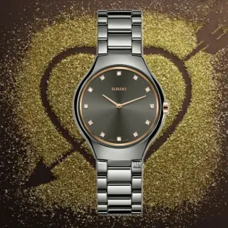 【Rado 雷達表】官方授權R6 True Thinline 真薄真鑽石英腕錶 30㎜電漿陶瓷12鑽款-加高級錶盒(R27956722)