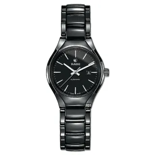 【Rado 雷達表】官方授權R6 True真我系列機械腕錶 30㎜黑陶瓷銀標款-加高級錶盒(R27242152)