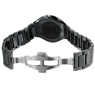 【Rado 雷達表】官方授權R6 True Thinline 真薄真鑽石英腕錶 39㎜黑陶瓷12鑽款-加高級錶盒(R27741732)
