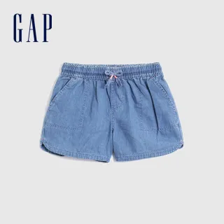 【GAP】女童 舒爽牛仔透氣運動短褲(837873-淺藍色)