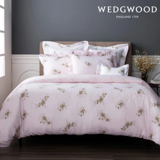 【WEDGWOOD】300織長纖棉印花床包兩用被套枕套四件組-盛開野莓(雙人)